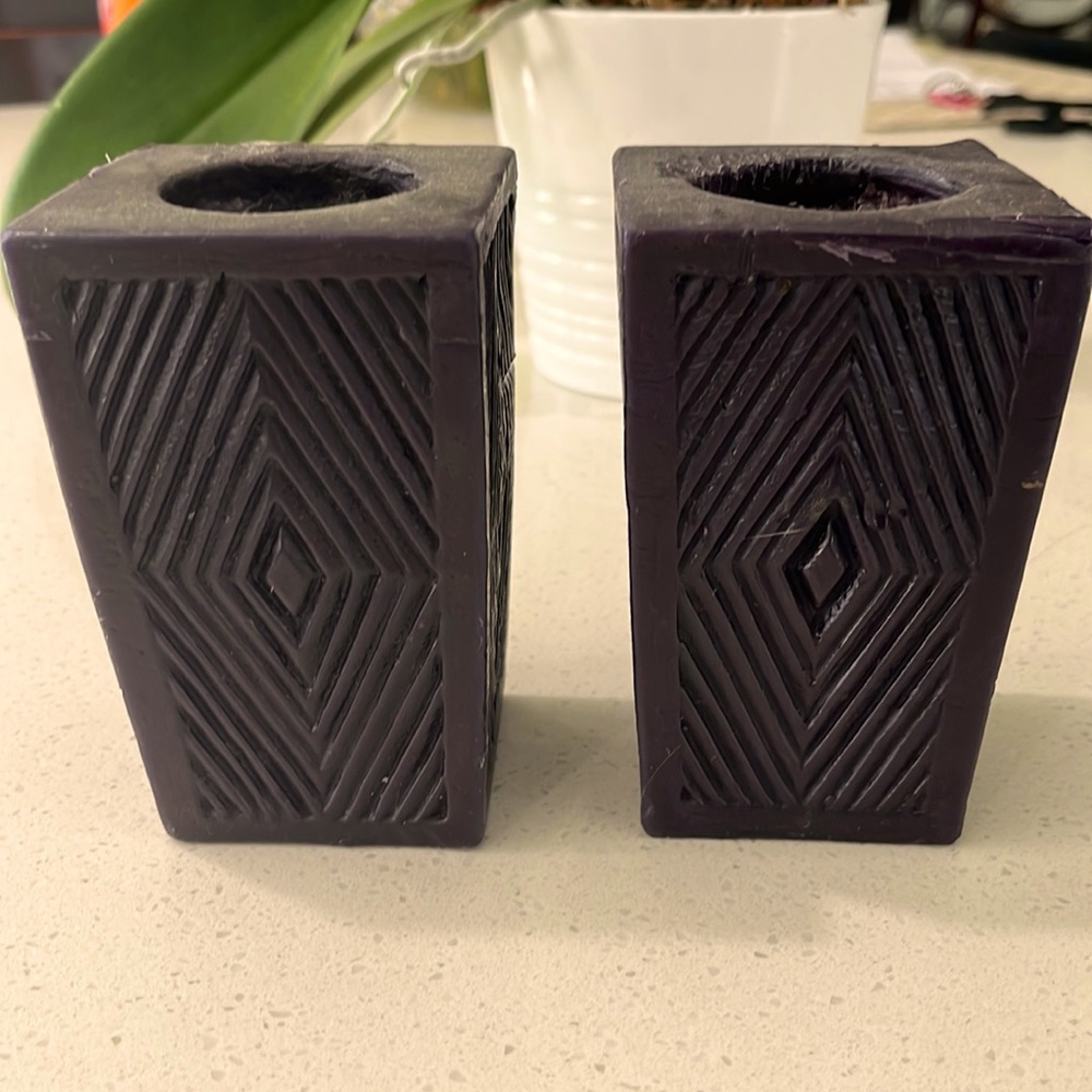 Pier 1 Art Deco set of 2 black candles